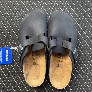 Birkenstock Clogs size 38, Waxy Black Leather